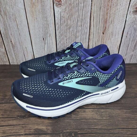Brooks Shoes - Brooks Ghost 14 Running Shoes Women's Sz 8 B Peacoat Yucca Navy (GUC)